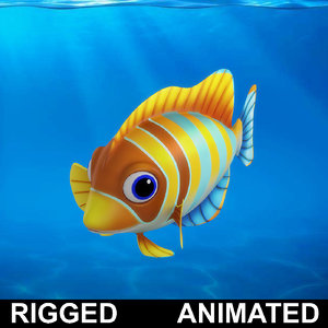 3D cartoon rigged fish animation