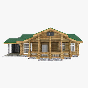 3D log house cabin model
