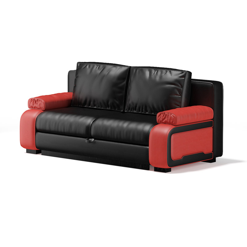 3d Black Red Leather Sofa Turbosquid, Red And Black Leather Couch