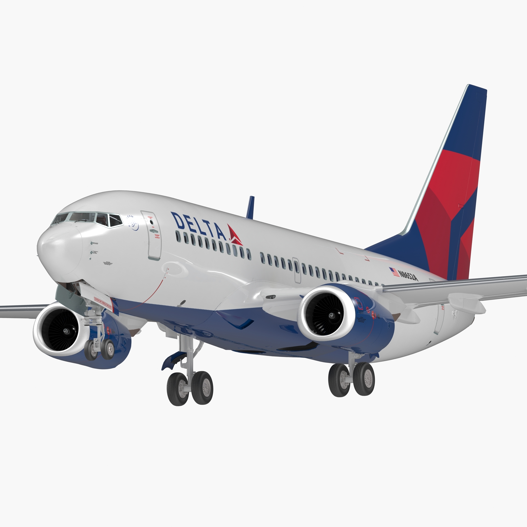 Boeing 737 700 With Interior Delta Air Lines Rigged 3d Model