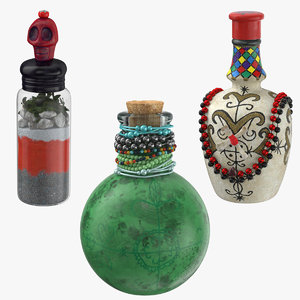 3D voodoo spirit bottles model