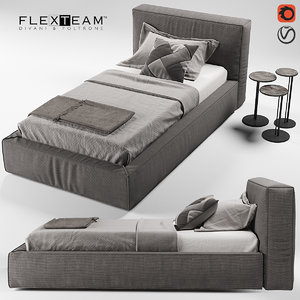 flexteam slim bed single 3D model