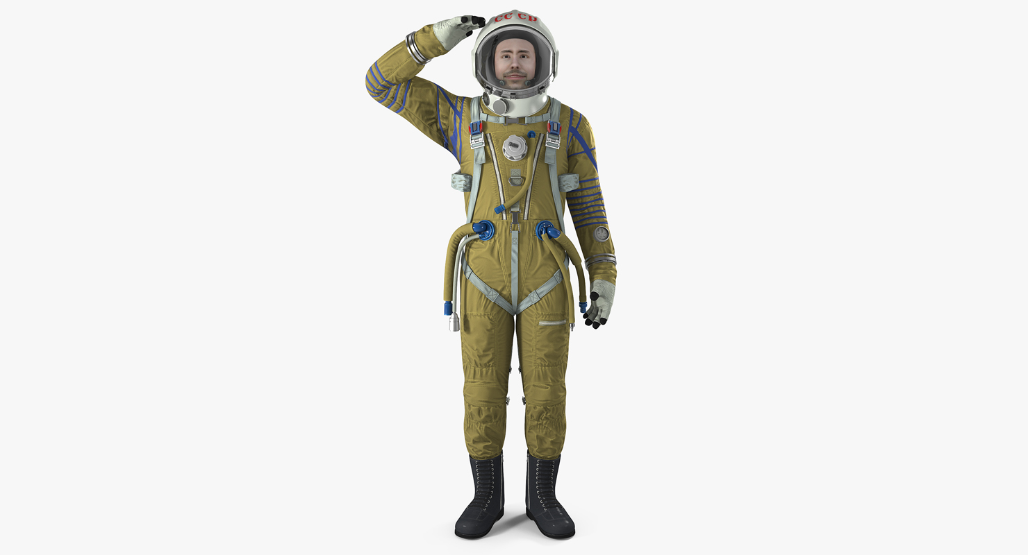 苏联宇航员穿着太空服strizh与sk-1头盔索具3d模型3d模型