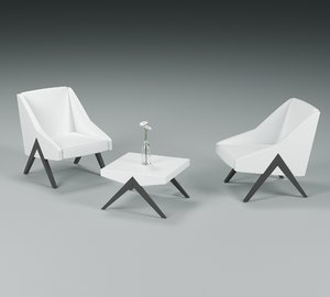 chairs table set 3D
