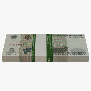 bank russian roubles banknotes 3D