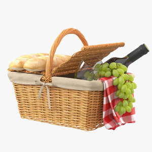 3D model picnic basket grapes