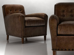 3D hyde leather club chair