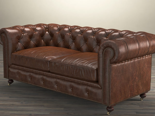 72 Petite Kensington Leather Sofa 3d, Petite Leather Sofa