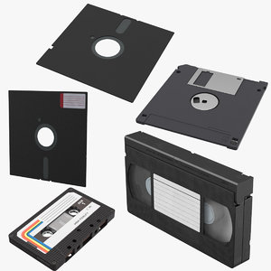 floppy disks vhs cassette tape 3D model