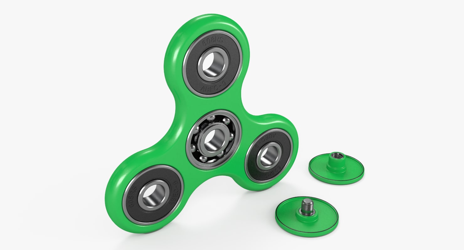 a green fidget spinner