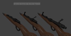 3D kar rifle ww2 modular model