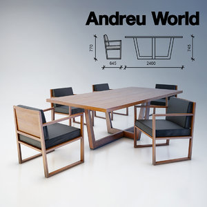 3D andreu world table chair