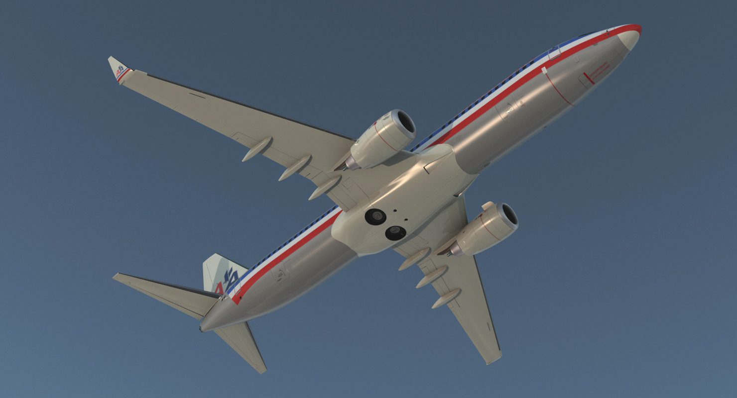 波音737-800与内部美国航空公司索具3d模型