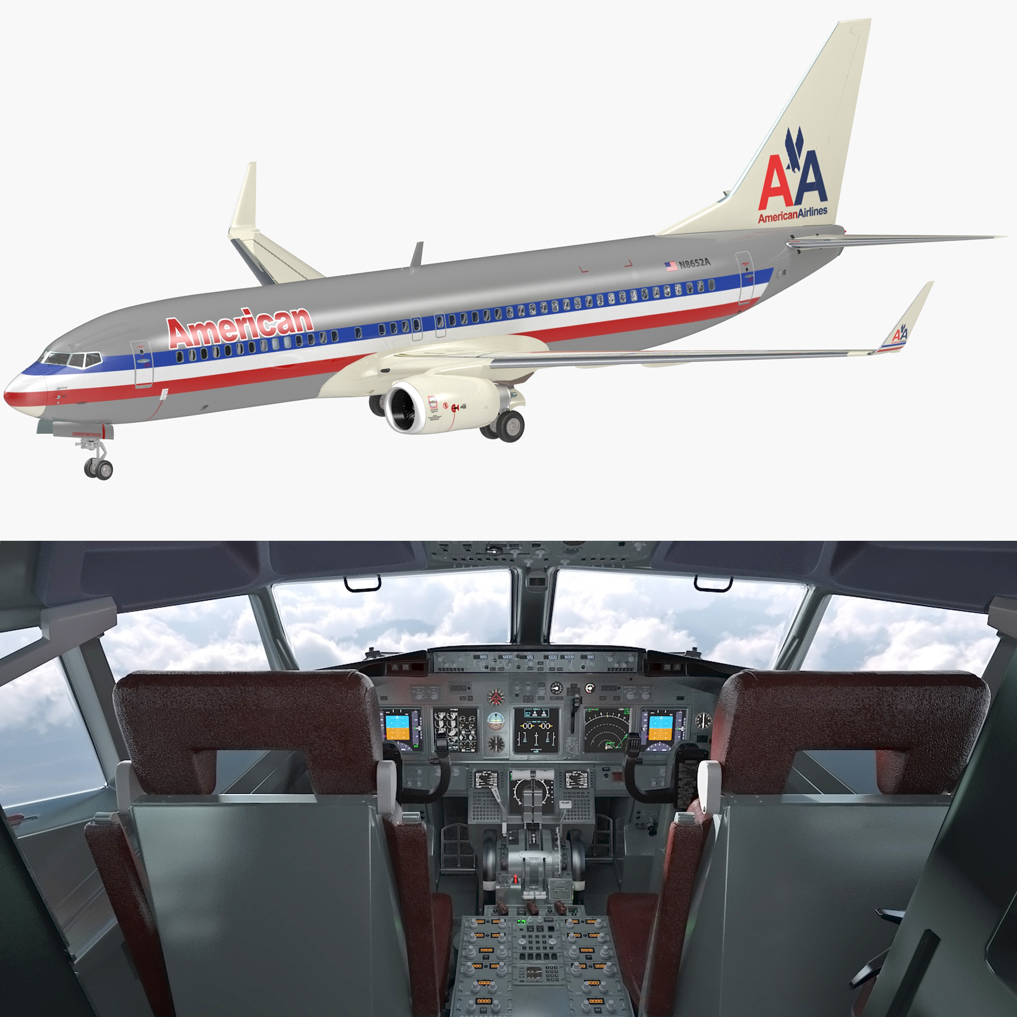 Boeing 737 800 Mit Interieur American Airlines Manipuliert