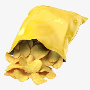 3D potato chips bag open