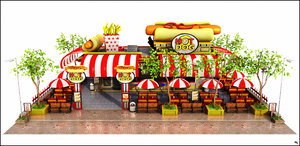 3D model restaurant hot dog