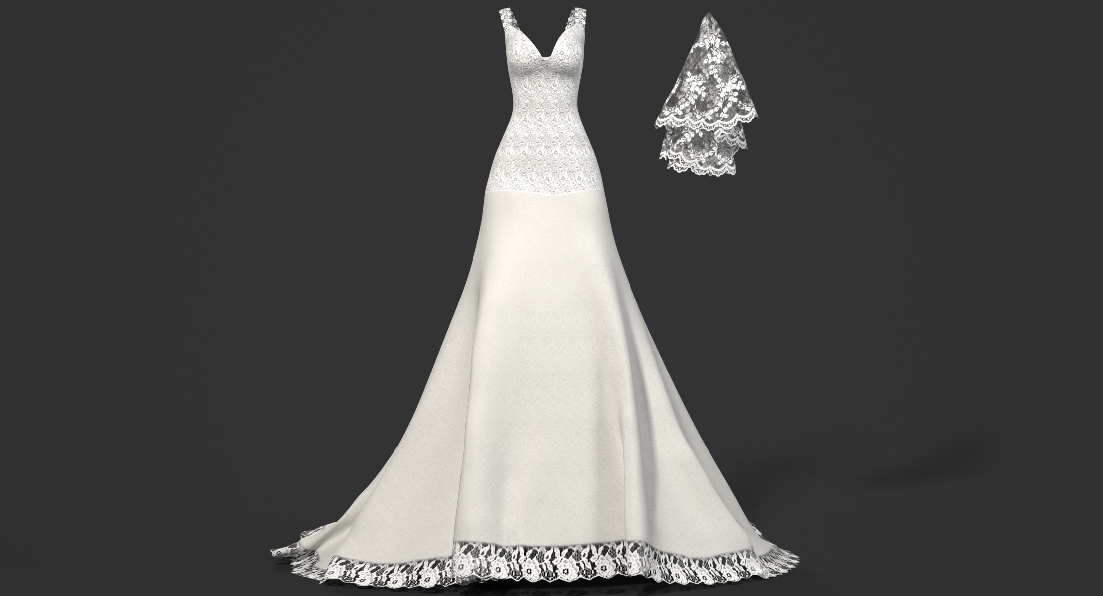 3D wedding dress model - TurboSquid 1178779