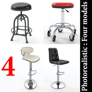 3D bar stool realistic