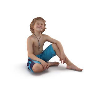 child beach people human body 3D model