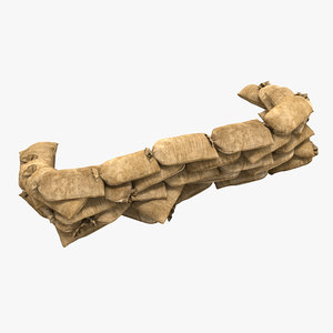 3D model modeled sandbag barricade