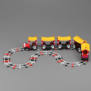 cartoon excursion train 3D model