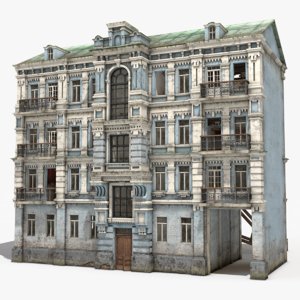 3D model old abandoned city house interior