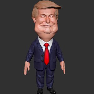 3D donald trump cartoon figure