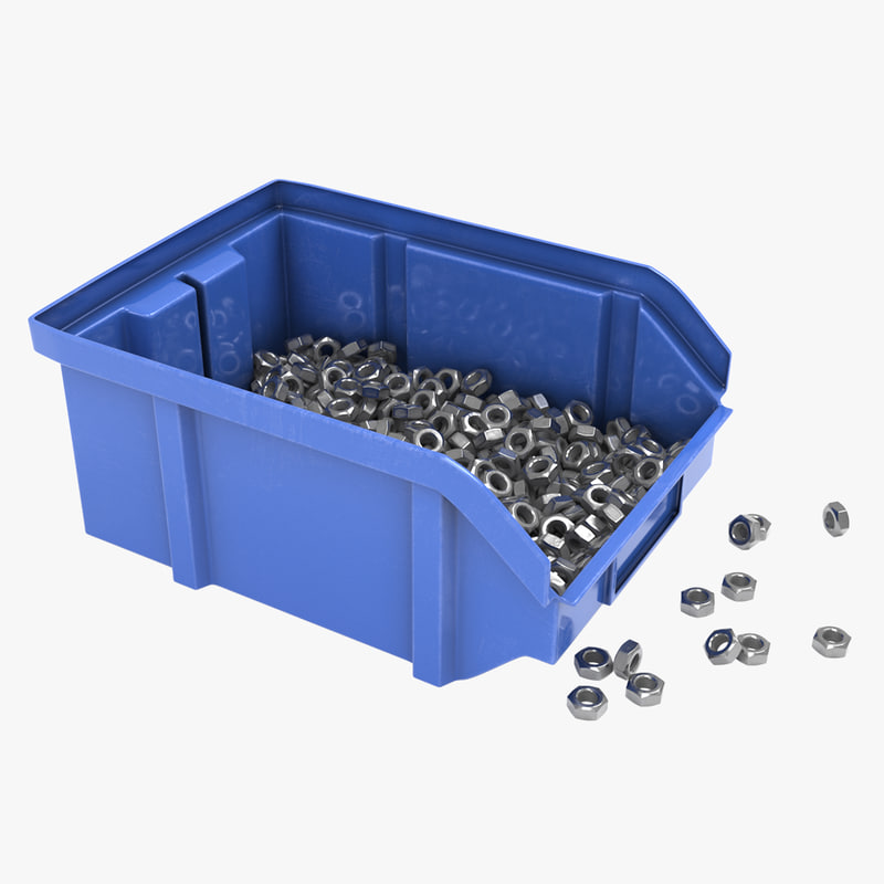 Plastic Storage Bin With Nuts