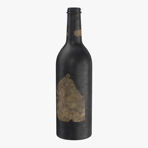 3D model old bottle alcohol 02
