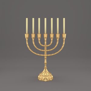 gold menorah 3D model