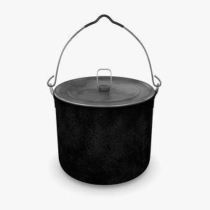 3D camping hanging pot used model