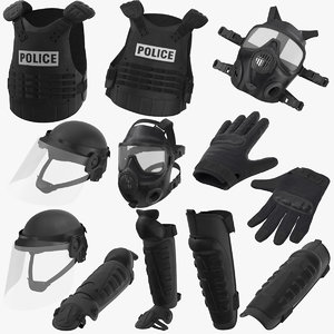 police riot gear 3D