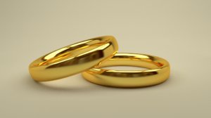 3D gold wedding rings