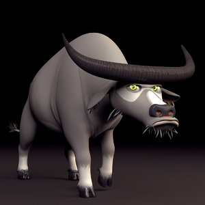 3D model ox cartoon rig