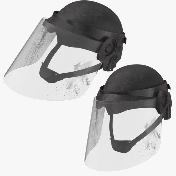 bloody police riot helmet 3D model