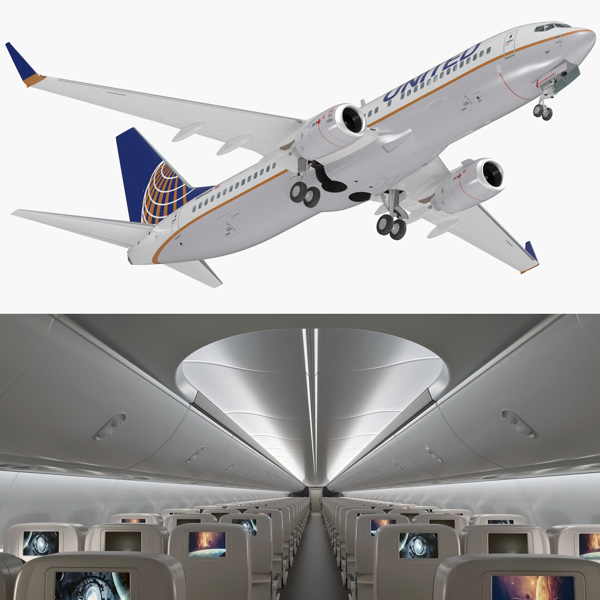 Boeing 737 800 Mit Interior United Airlines Takelage