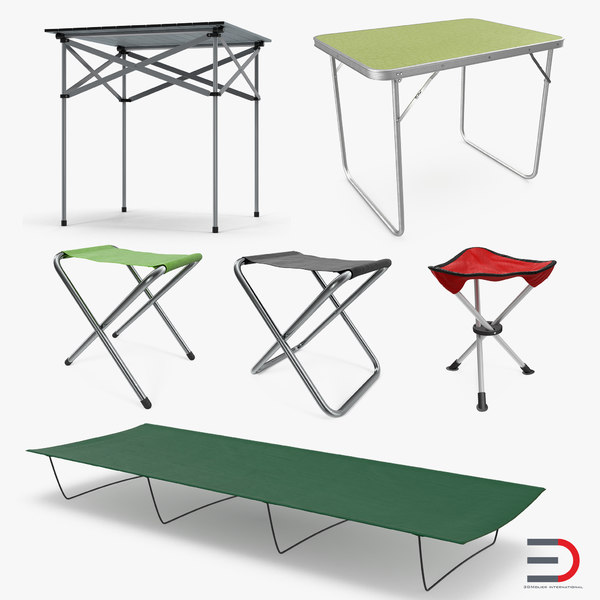 Camping Table Chairs 3d Model Turbosquid