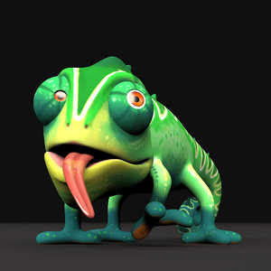 3D chameleon cartoony rig model