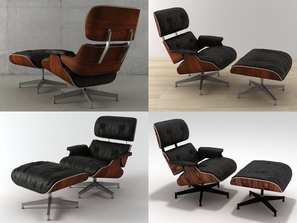 3d Eames Lounge Chair Ottoman Model Turbosquid 1182721