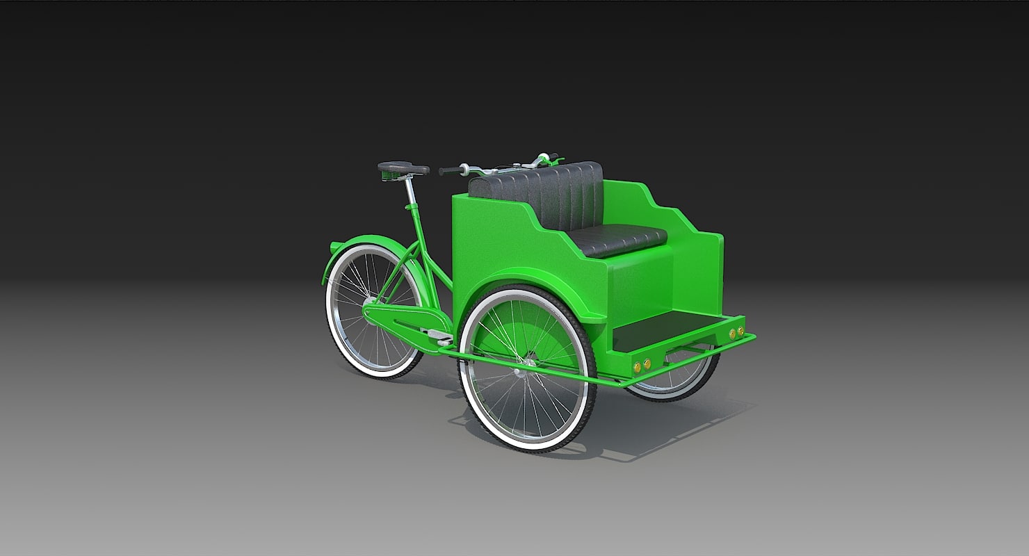 green pedicab 3d model