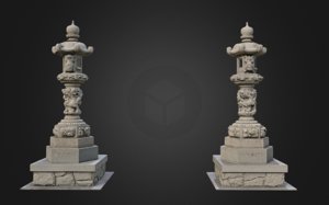 3D 4k lantern stone buddhist