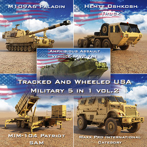 tracked wheeled usa military 3D model