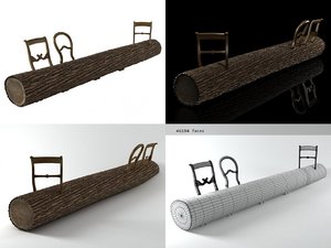 tree-trunk bench 3D model