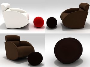 mama armchair tatino footstool 3D model