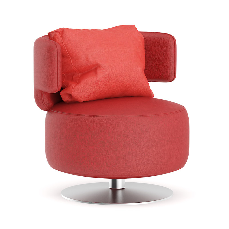 Red leather swivel chair 3D TurboSquid 1184044