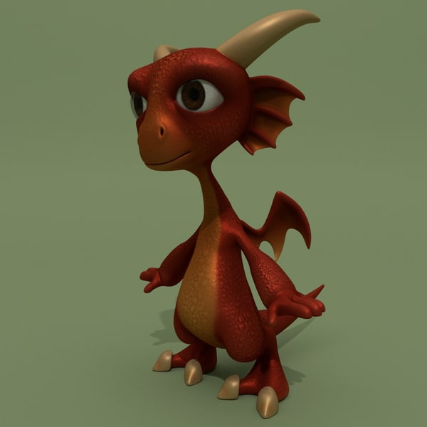 Modele 3d De Dessin Anime Dragon Bebe Rouge Turbosquid