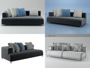 opium right arm sofa 3D