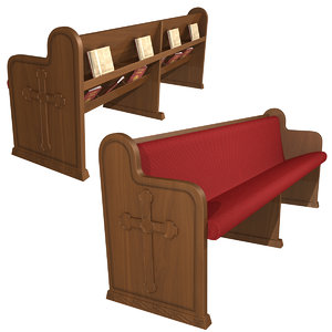 church pew bench 3D