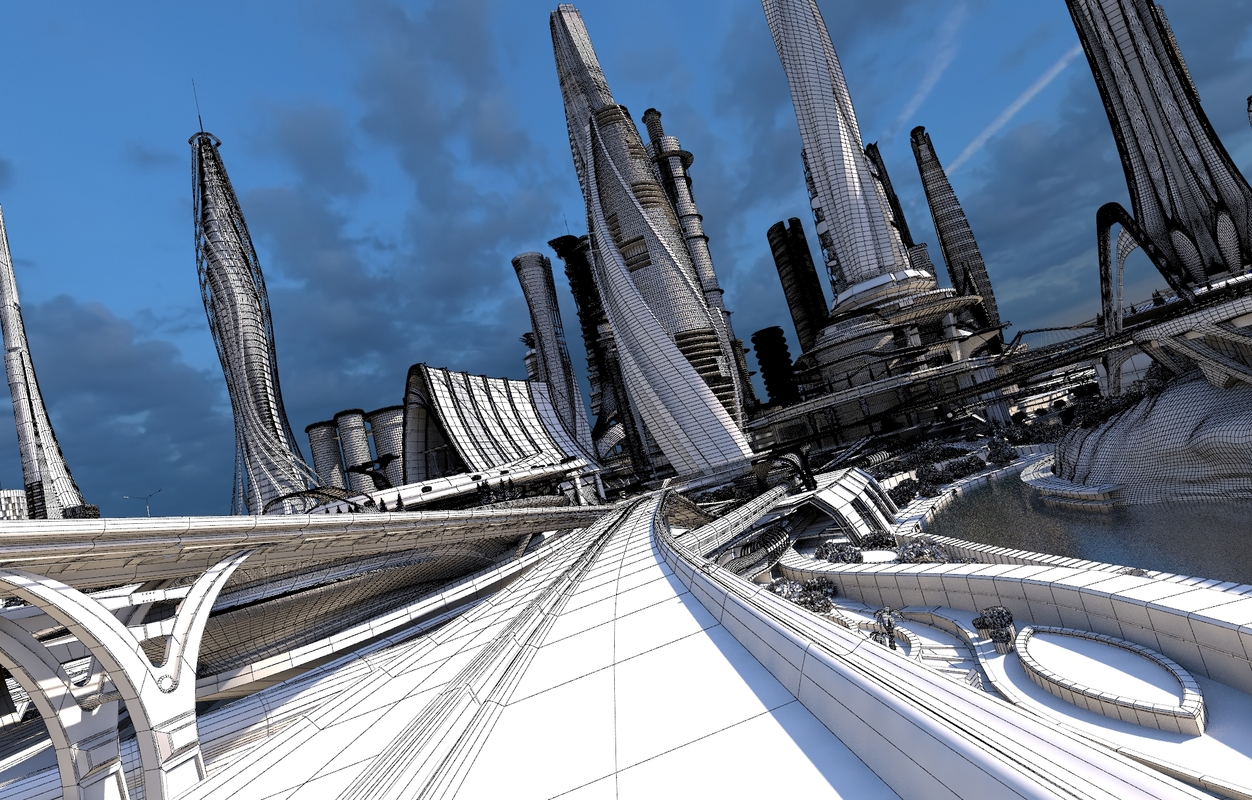 3D central business district city architecture