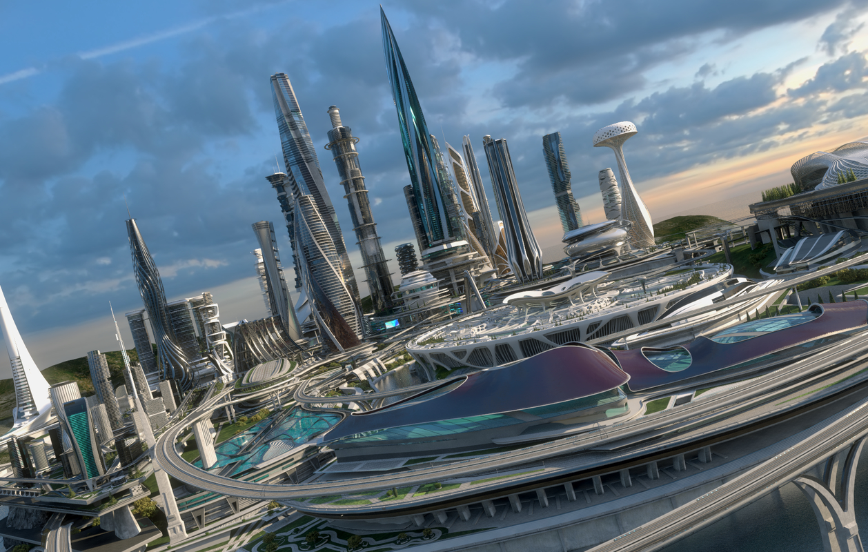 3D central business district city architecture